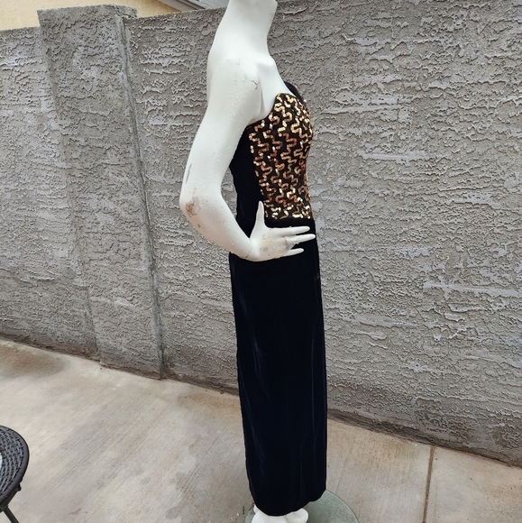 VTG Gunne Sax by Jessica McClintock Velvet boned sequin Dress - Picture 5 of 11